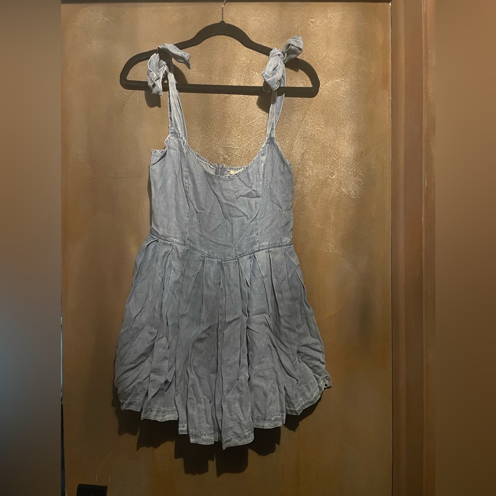 Vintage Havana Blue Denim Jumpsuit With Tie Up Straps